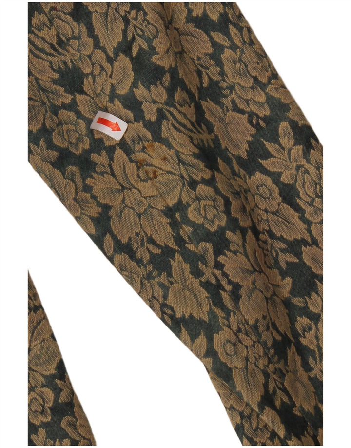 VINTAGE Chaqueta Blazer de 3 Botones para Mujer EU 40 Algodón Floral Marrón Medio