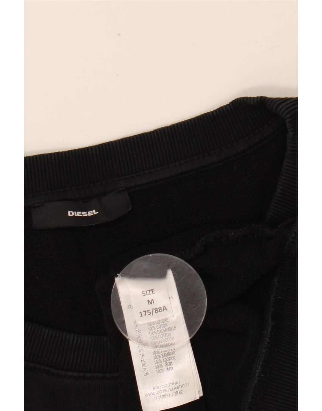 DIESEL Sudadera gráfica para mujer Jersey UK 44 Mediano Algodón negro