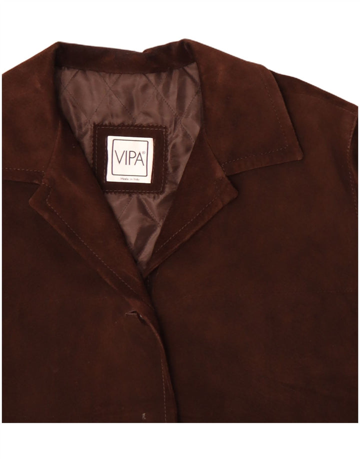 VIPA Chaqueta de ante extragrande para mujer UK 18 XL Cuero marrón