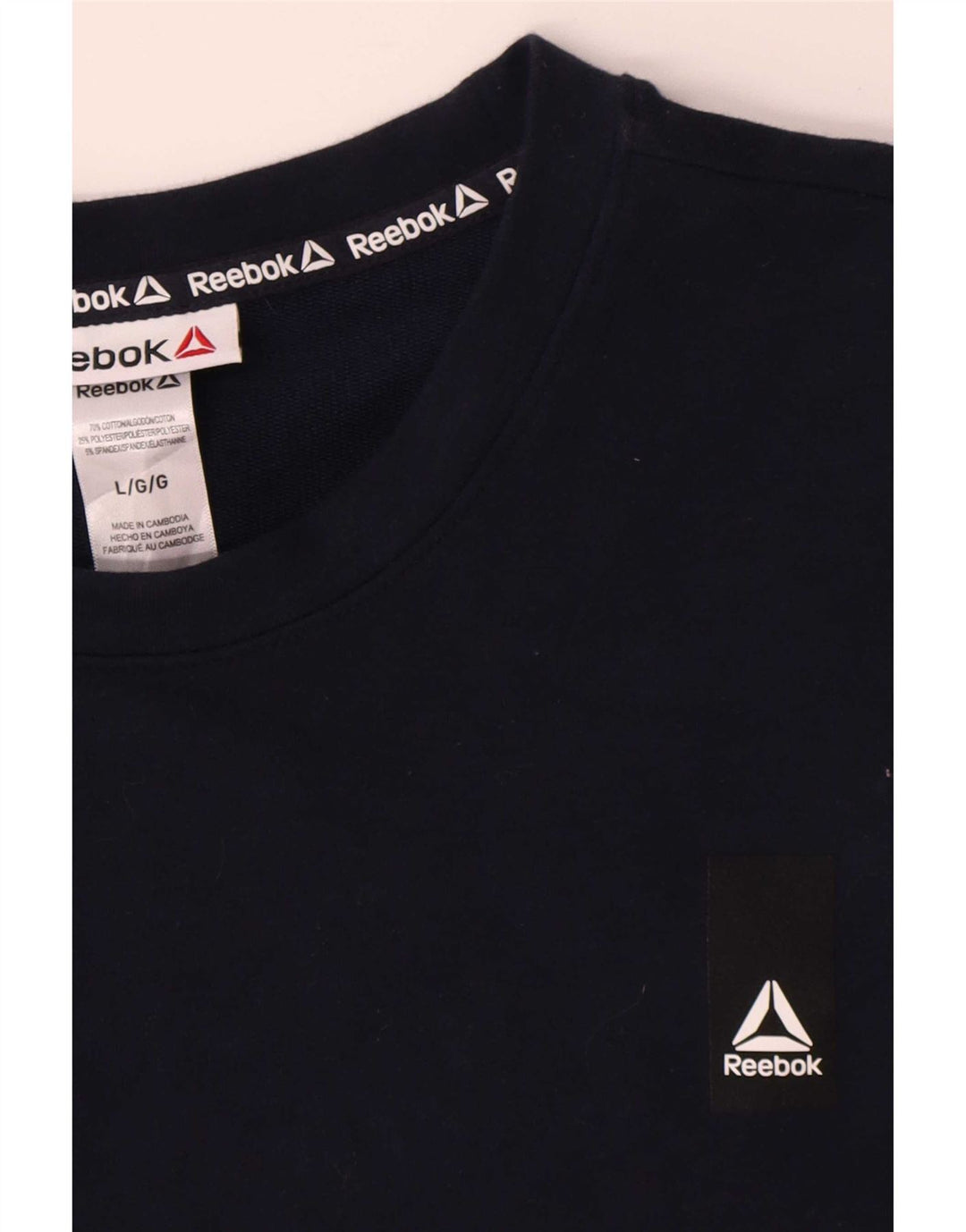 Reebok Hombre Sudadera Jumper Grande Azul Marino Algodón