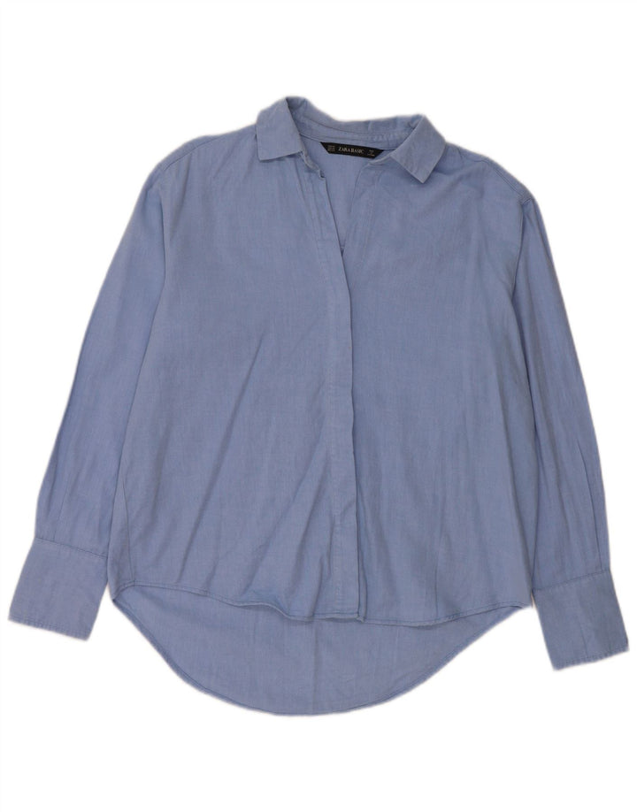 Zara Mujer Camisa Extragrande UK 6 XS Algodón Azul