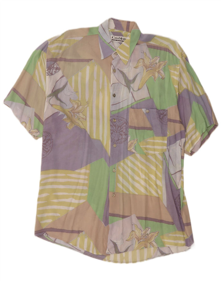 CASA MODA Camisa Manga Corta Hombre Grande Patchwork Multicolor