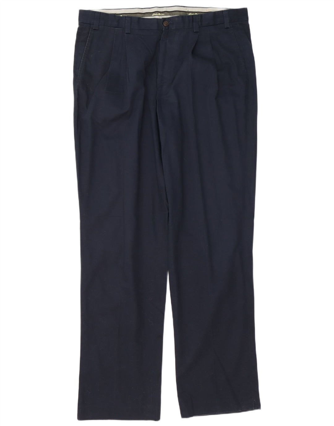 EDDIE BAUER Pantalón chino con pinzas para hombre W38 L36 Algodón azul marino