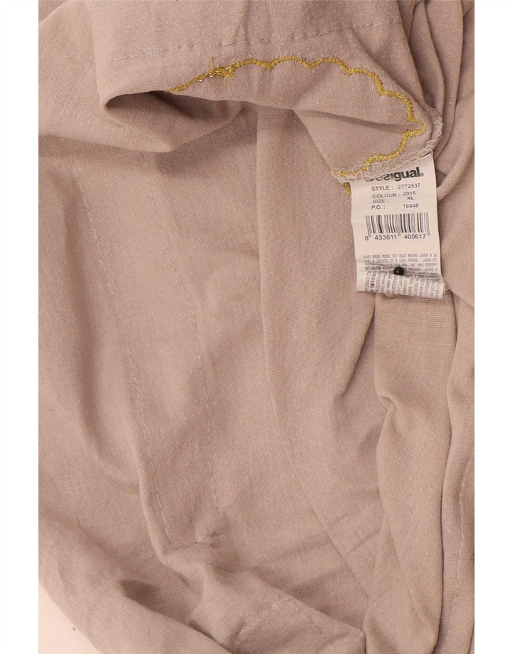 Desigual Top Túnica con Estampado Abstracto para Mujer UK 18 XL Algodón Beige