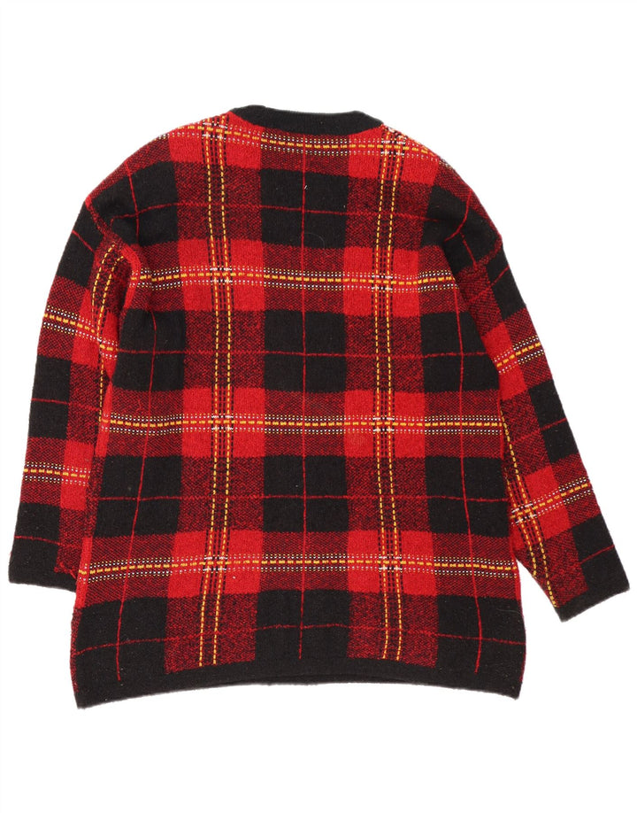 Marks & Spencer Suéter de cuello redondo para mujer UK 46 Large Red Check