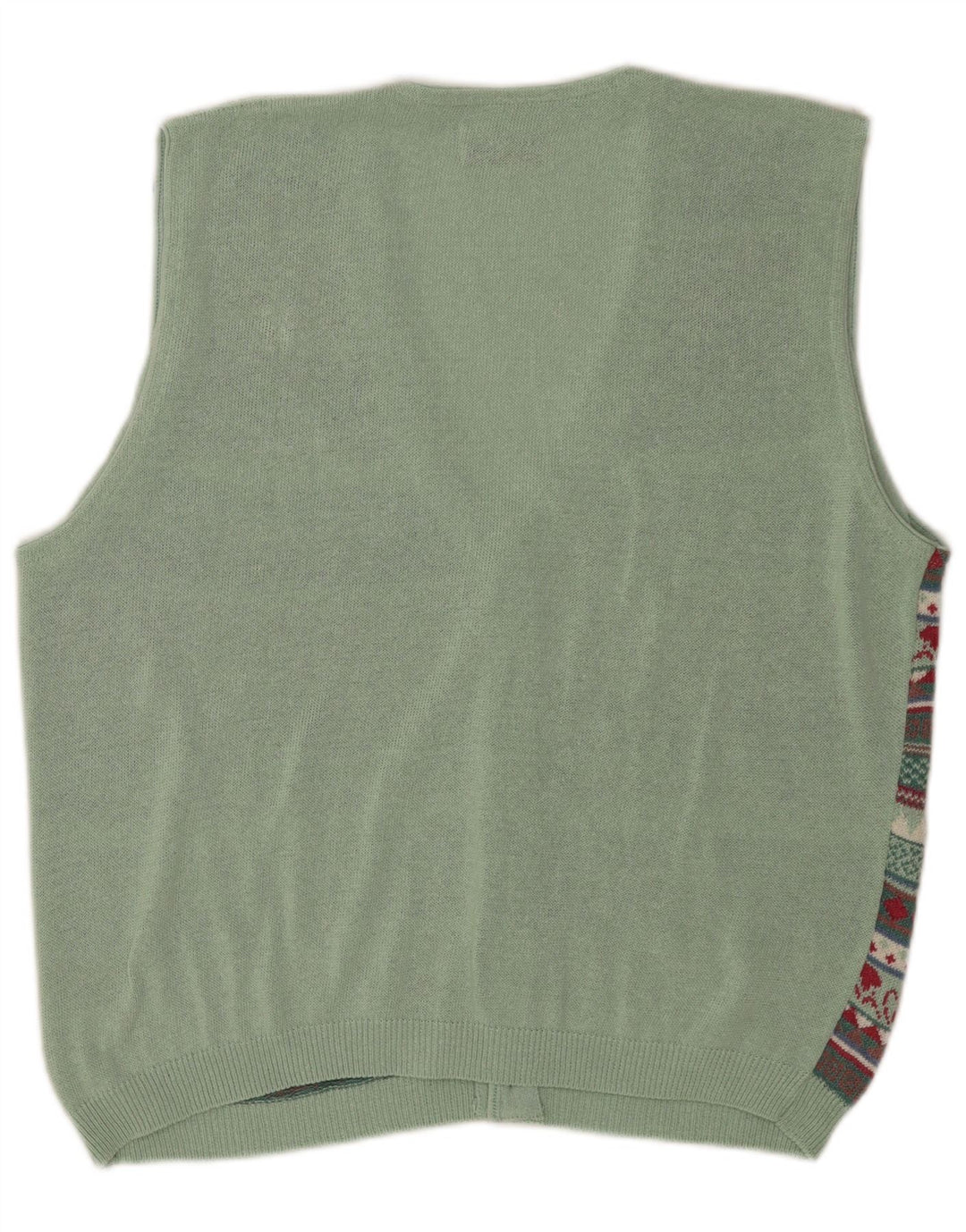 Vintage hombres sin mangas Cardigan suéter medio multicolor Fair Isle