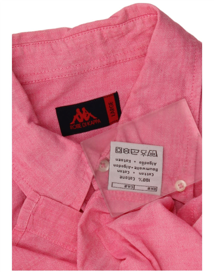 Kappa Camisa De Manga Corta Para Hombre Large Rosa Algodón