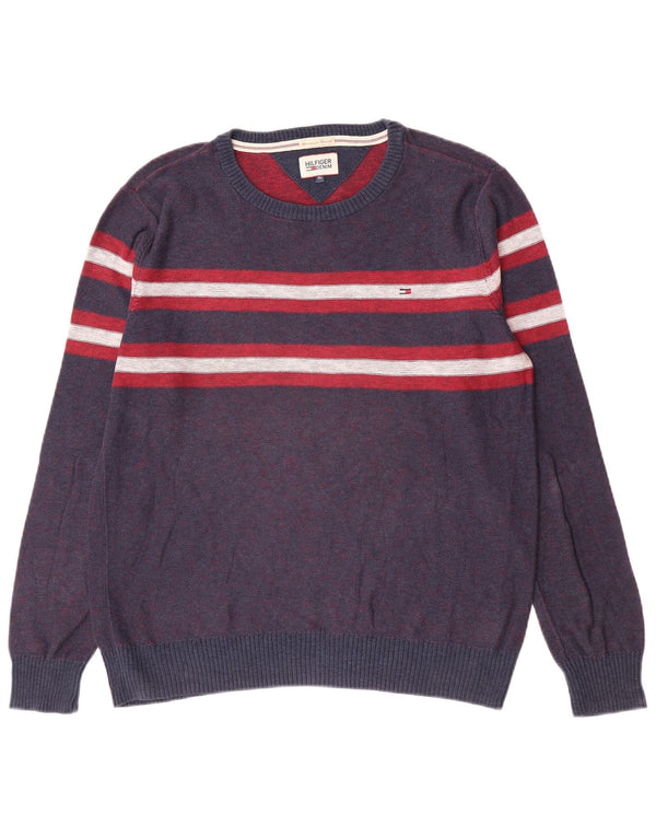 Tommy Hilfiger Suéter con Cuello Redondo para Niños 14-15 Años XL Azul Rayas