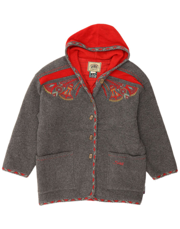 Silvy Womens Oversized Hooded Fleece Windbreaker Coat UK 10 Small Grey