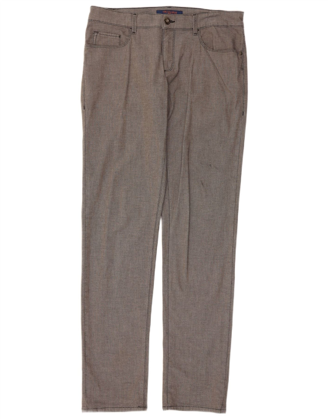 Pantalones Hombre Trussardi Slim Casual W34 L33 Algodón Gris