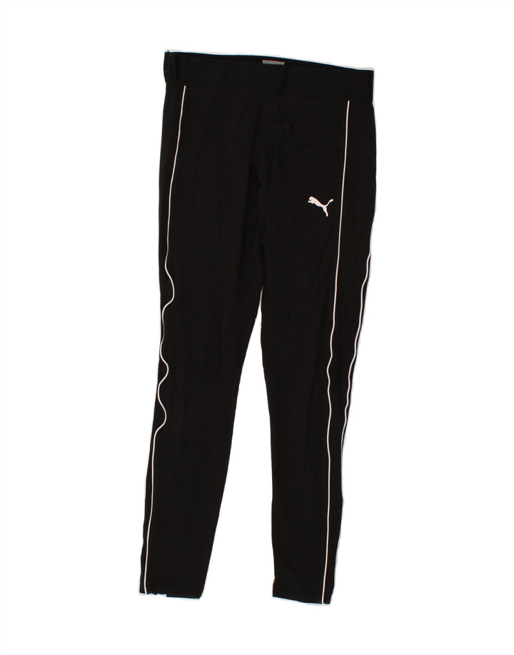 PUMA Womens Leggings UK 16 Large Black Striped Cotton Vintage Puma and Second-Hand Puma from Messina Hembry 