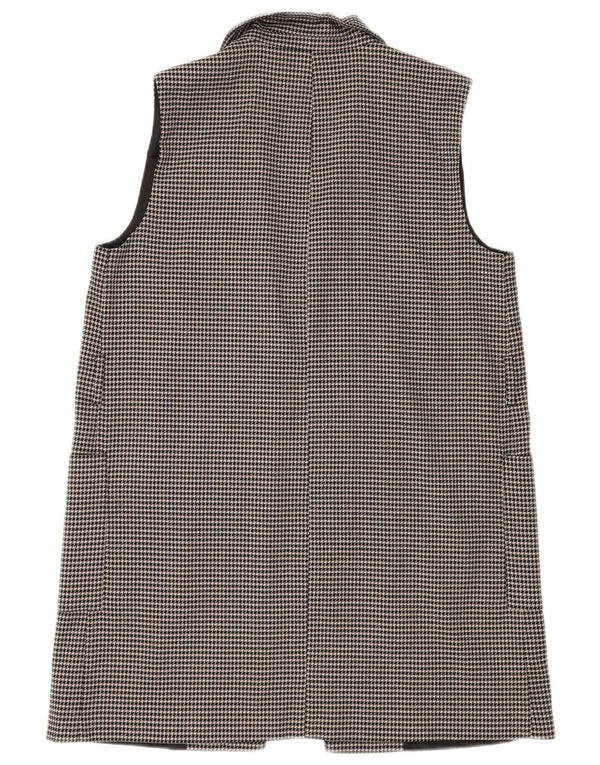 Zara Mujer Chaqueta Americana Larga Abierta UK 44 Mediana Pata De Gallo Negra