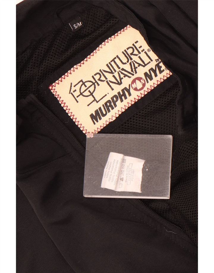 Murphy & Nye Chaqueta impermeable gráfica para hombre UK 36 Small Black Colourblock Nylon