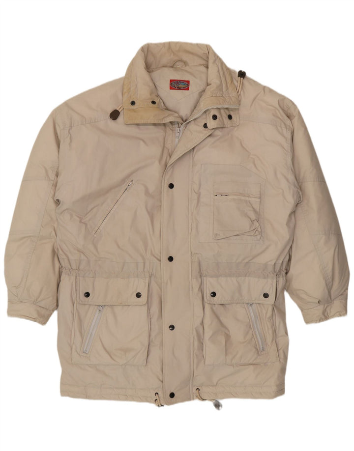 Vintage hombres acolchado abrigo Reino Unido 42 XL Beige