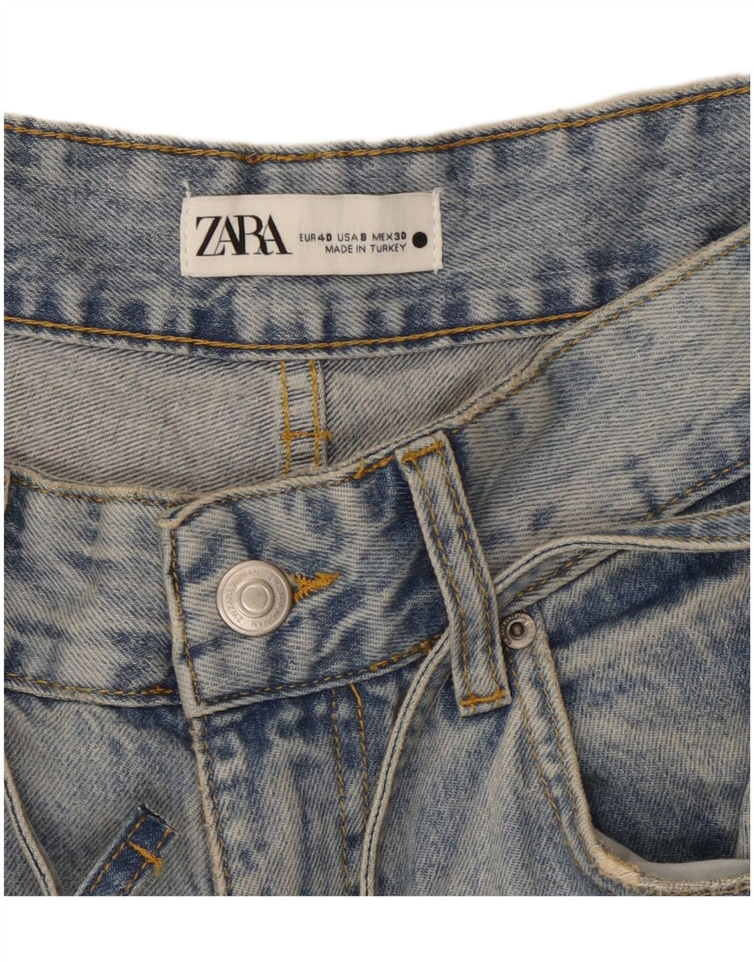 Zara Jeans Capri De Pierna Ancha para Mujer EU 40 Medium W30 L21 Algodón Azul