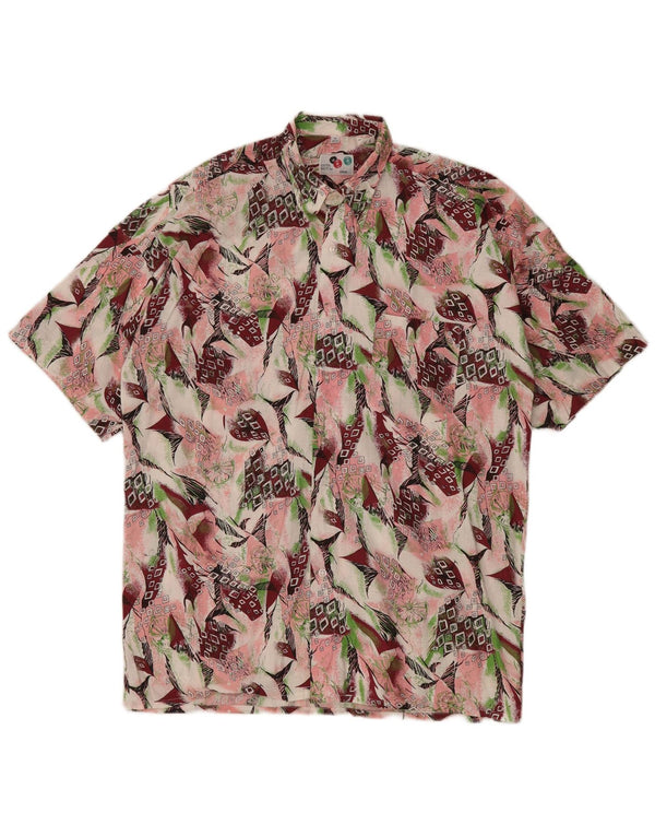 Vintage hombres patrón abstracto camisa tamaño 39/40 medio multicolor