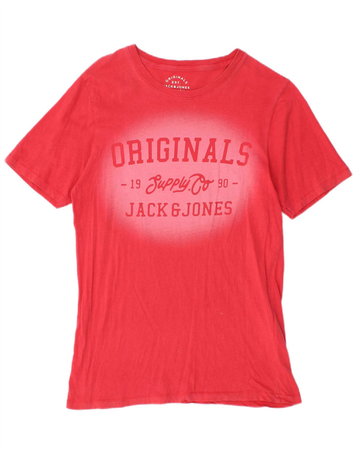 Jack & Jones Hombre Camiseta Gráfica Top Small Rojo Algodón