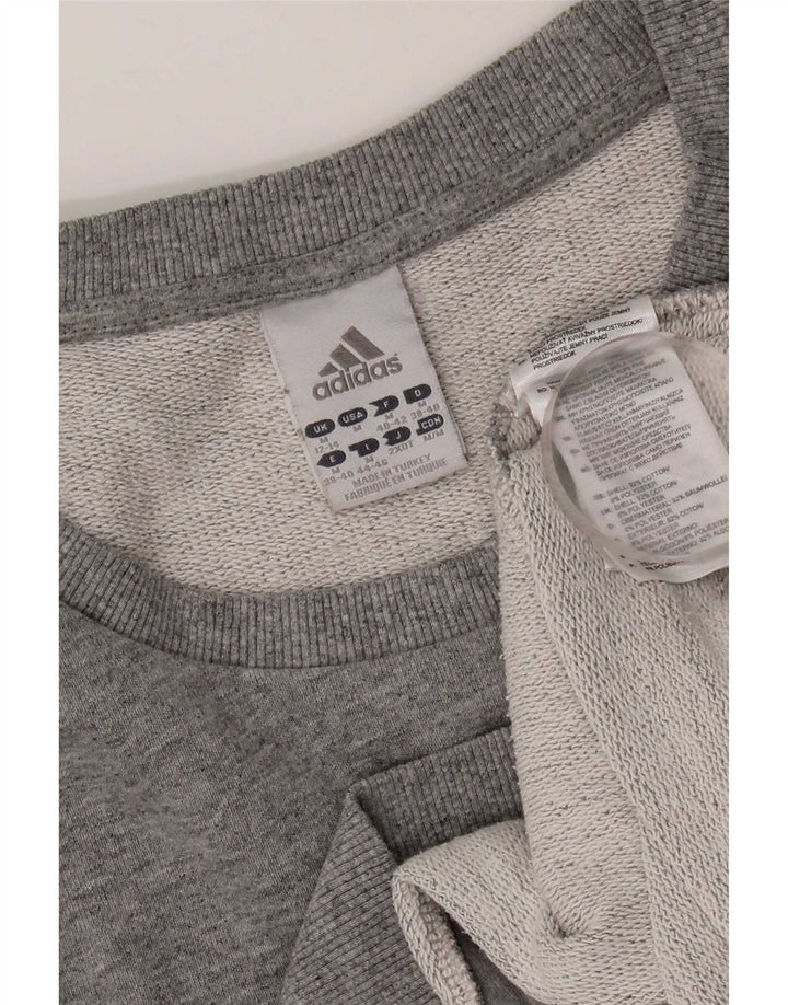 Adidas Mujer Sudadera Jumper UK 12/14 Algodón Gris Medio