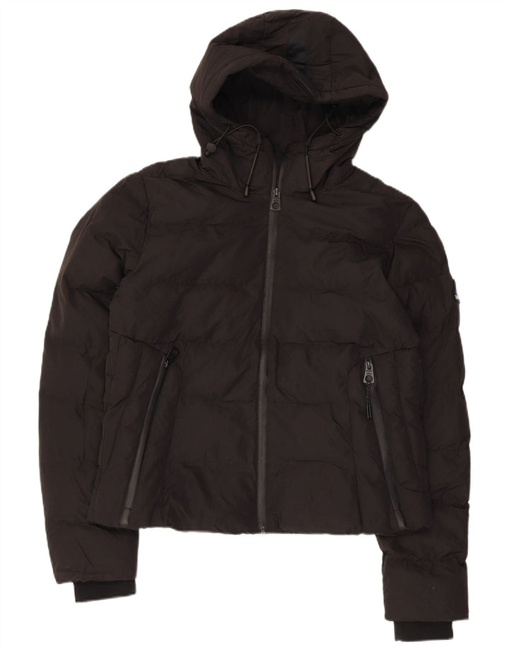 SUPERDRY Chaqueta acolchada con capucha para mujer UK 40 Mediana Poliéster negro