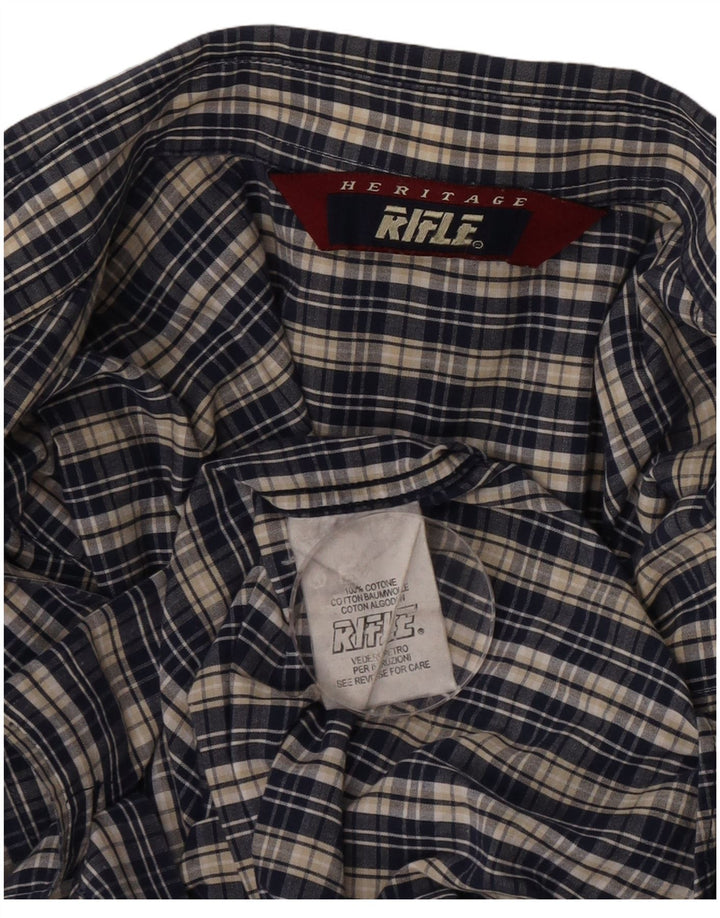 Camisa Heritage para hombre Rifle Large Algodón a cuadros azul marino