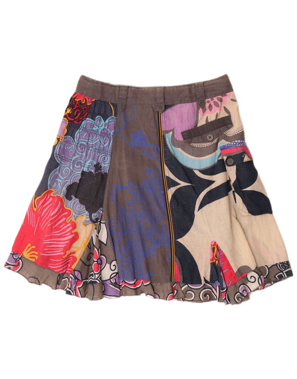 D.E.P.T Falda acampanada para mujer XS W28 Lino floral multicolor