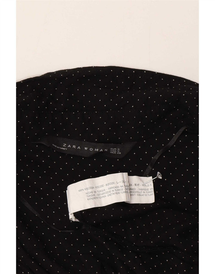 Zara Mujer Camisa UK 10 Small Viscosa Manchada Negra