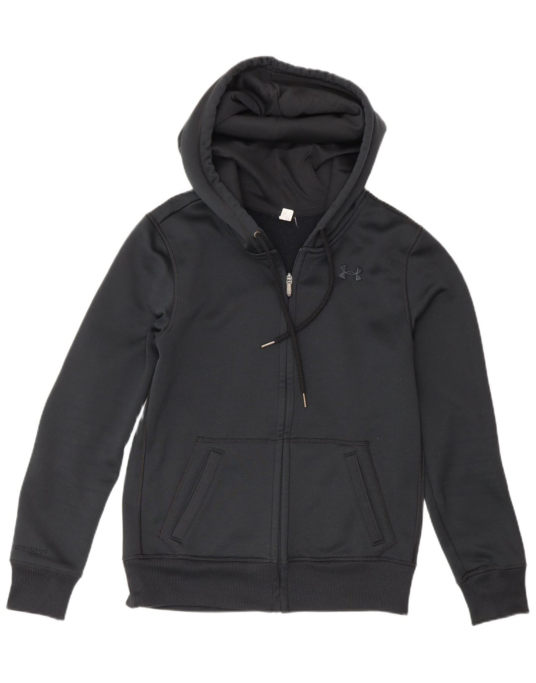 Under Armour Sudadera con capucha y cremallera para hombre, talla pequeña, color negro