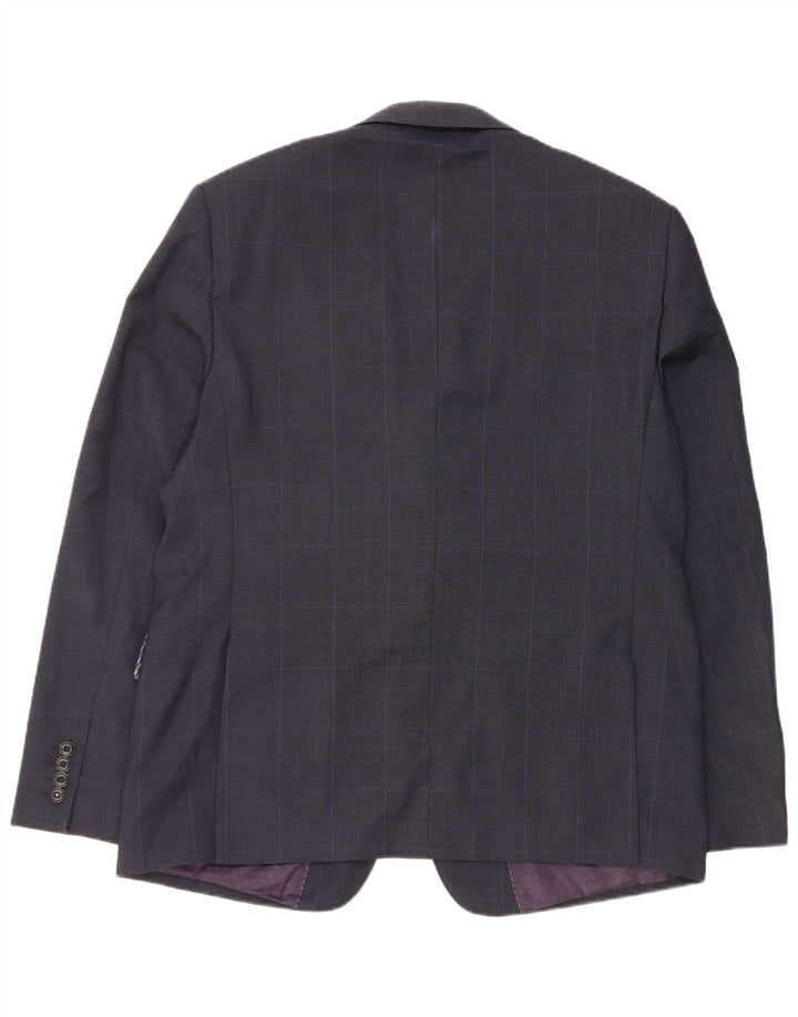 Marks & Spencer Chaqueta tipo blazer entallada para hombre UK 44 XL Azul marino a cuadros