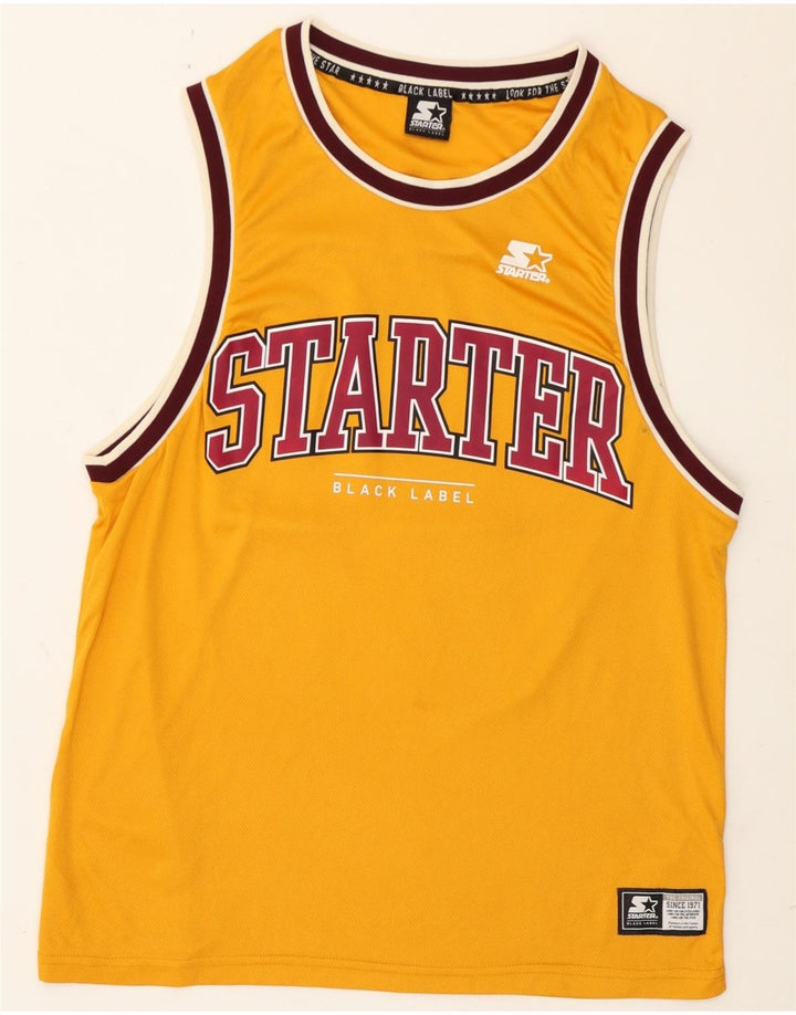 Starter Camiseta Sin Mangas Con Estampado De Poliéster Color Block Amarillo Medio