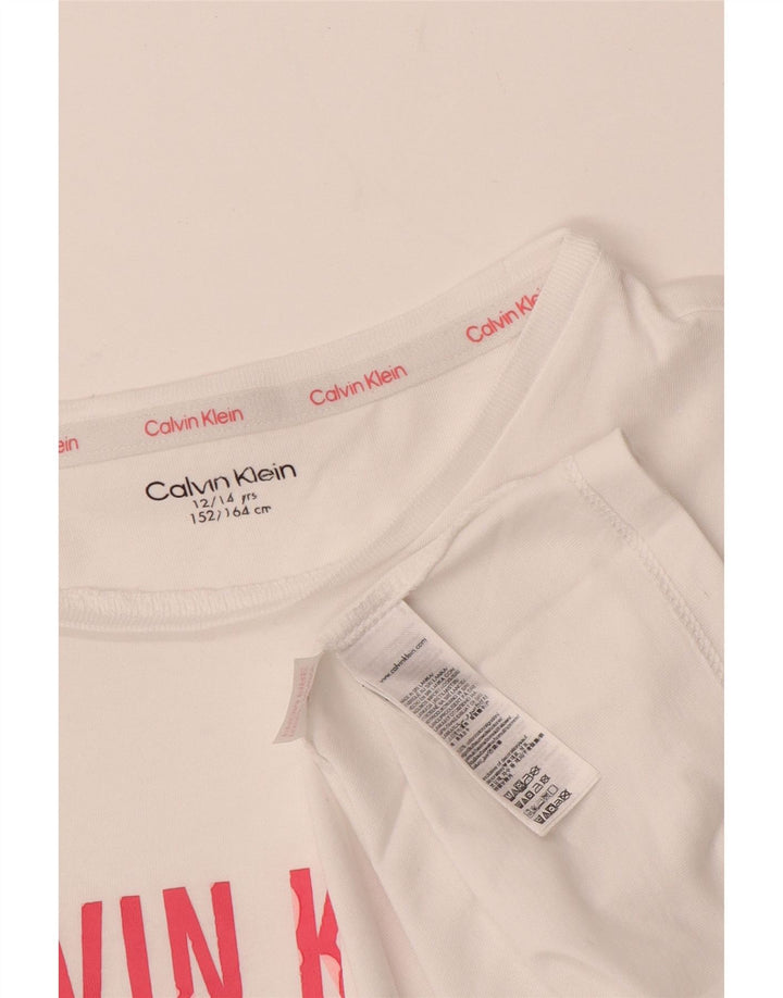 CALVIN KLEIN Camiseta estampada para niña 12-13 años Blanco Algodón