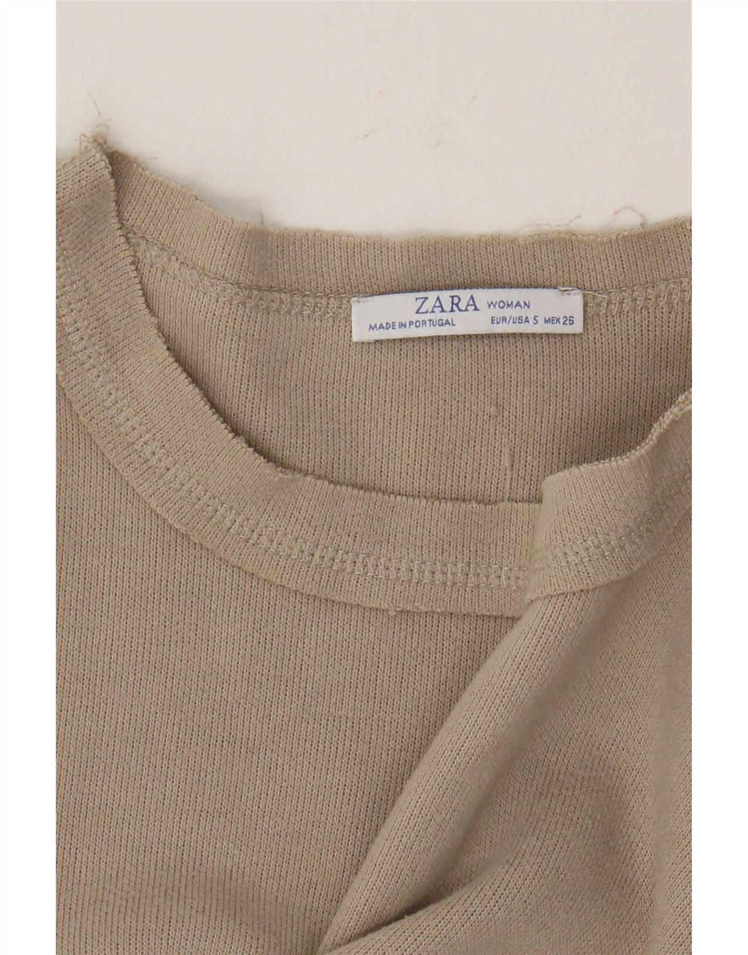 Zara Mujer Crop Oversize Top Manga Larga UK 10 Small Beige