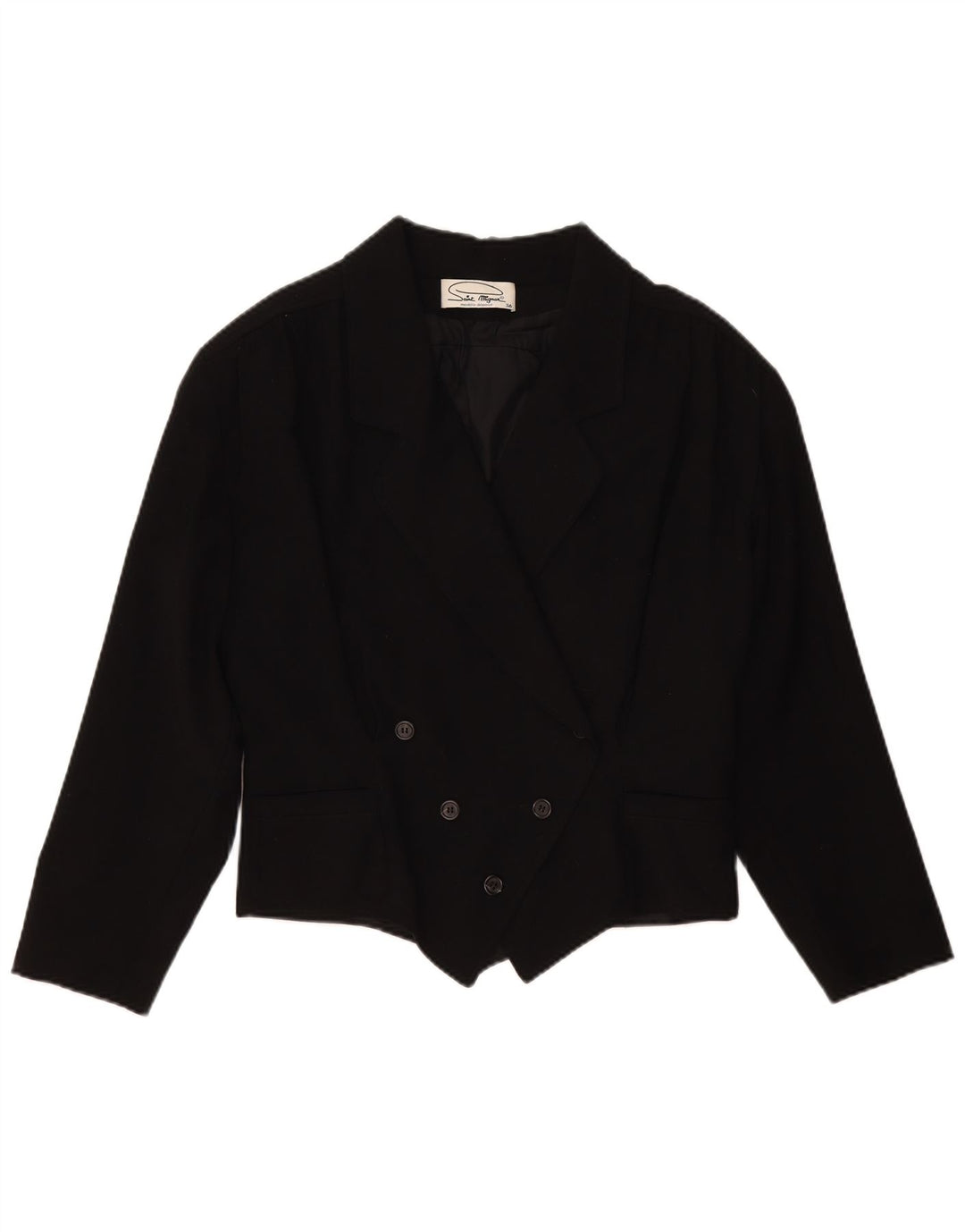 Vintage mujer doble pecho chaqueta blazer de gran tamaño EU 36 pequeño negro