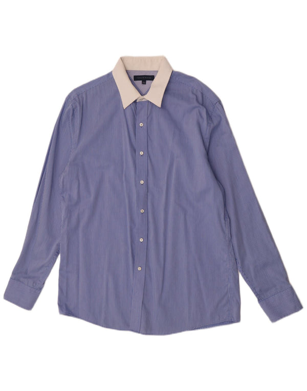 Camisa Tommy Hilfiger para hombre talla 16 1/2 grande azul a rayas