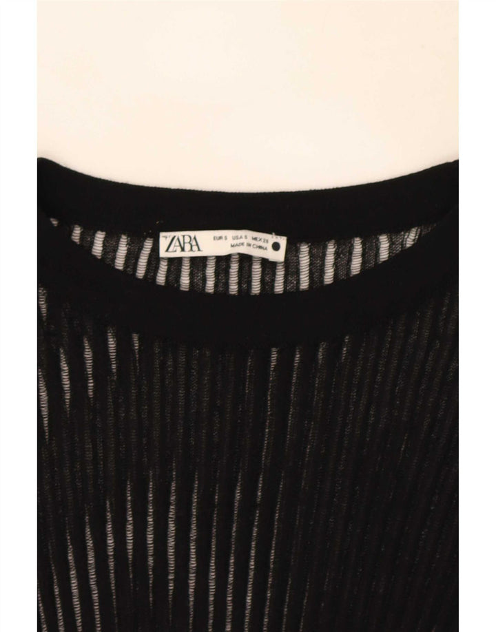 Zara Mujer Top Manga Larga UK 8 Small Negro