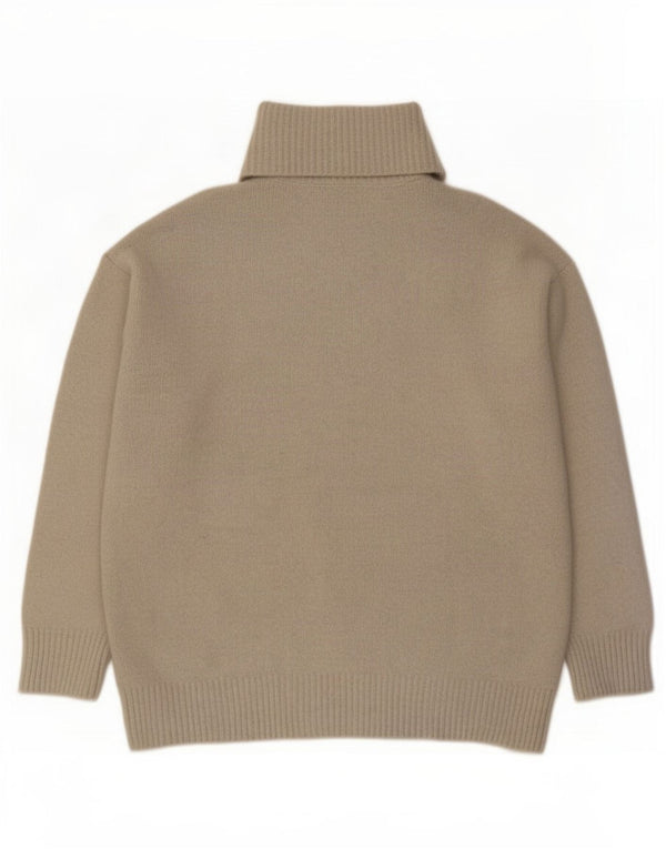 Zara Mujer Jersey De Cuello Alto De Gran Tamaño UK 44 Acrílico Beige Medio