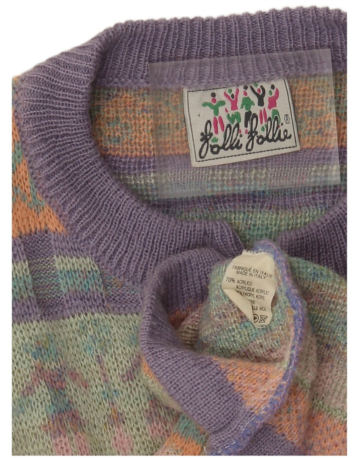 Vintage mujer Cardigan suéter Reino Unido 12 medio multicolor Fair Isle
