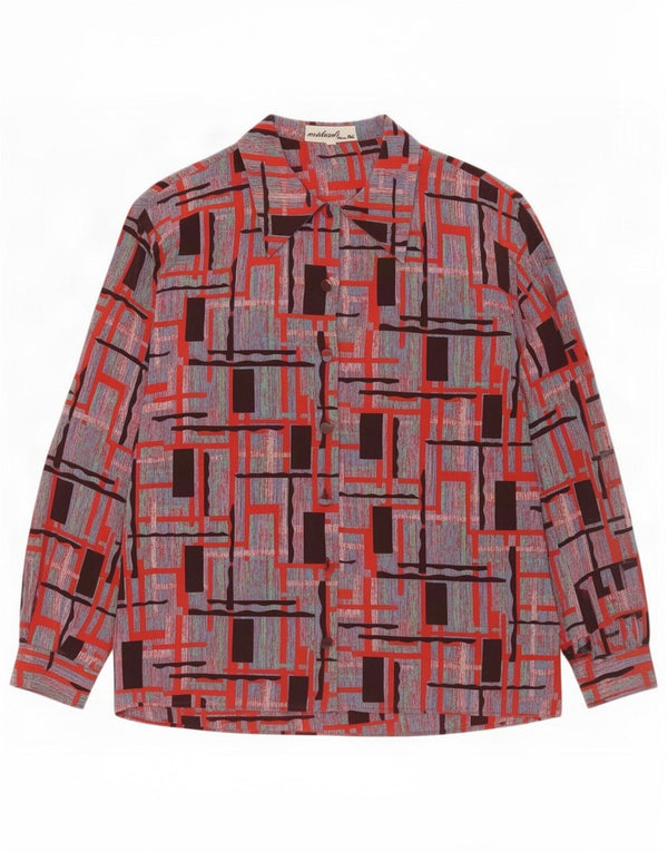 Vintage mujer camisa de gran tamaño blusa IT 44 medio multicolor geométrico