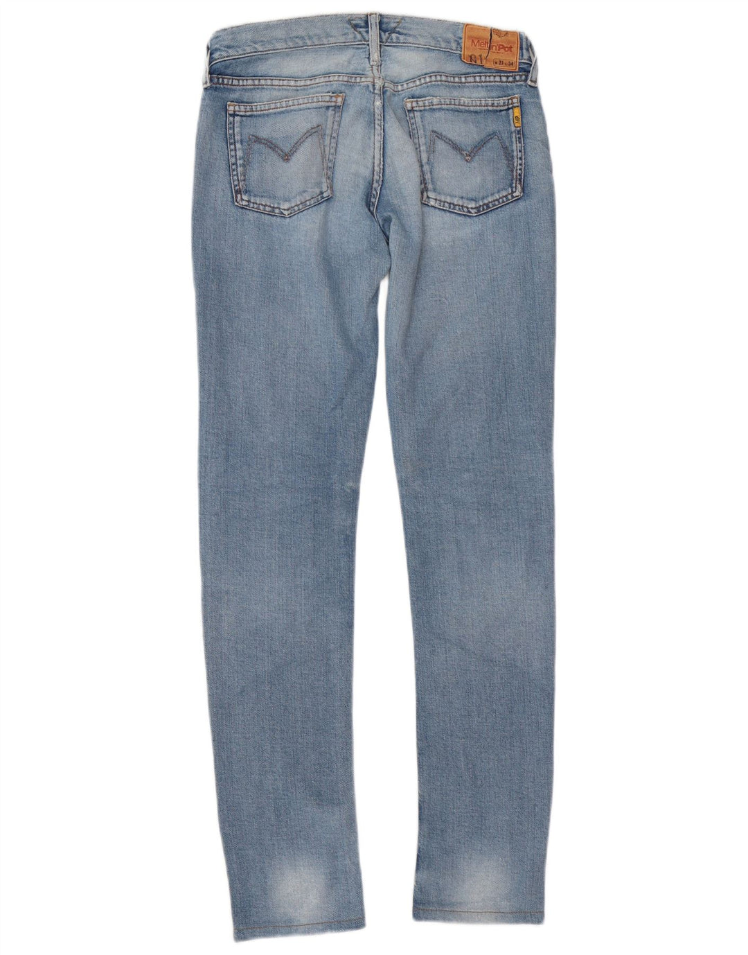 Meltin' Pot Jeans ajustados desgastados para mujer W27 L34 Azul