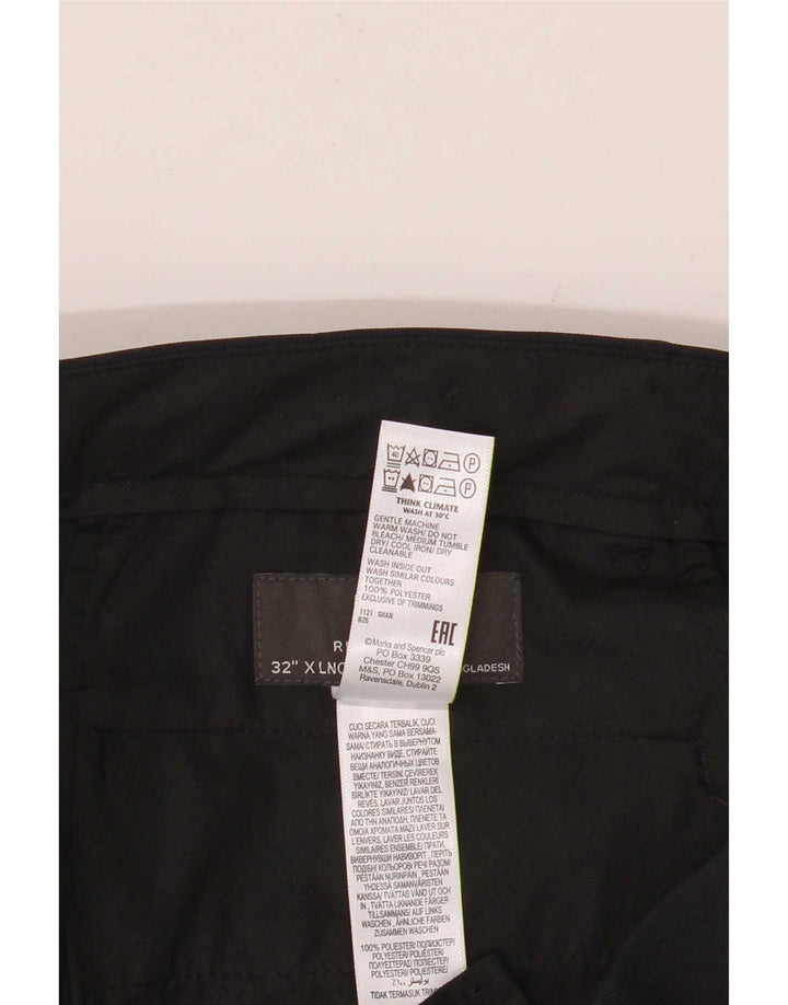 Marks & Spencer Pantalón chino de corte regular para hombre W32 L35 Poliéster azul marino