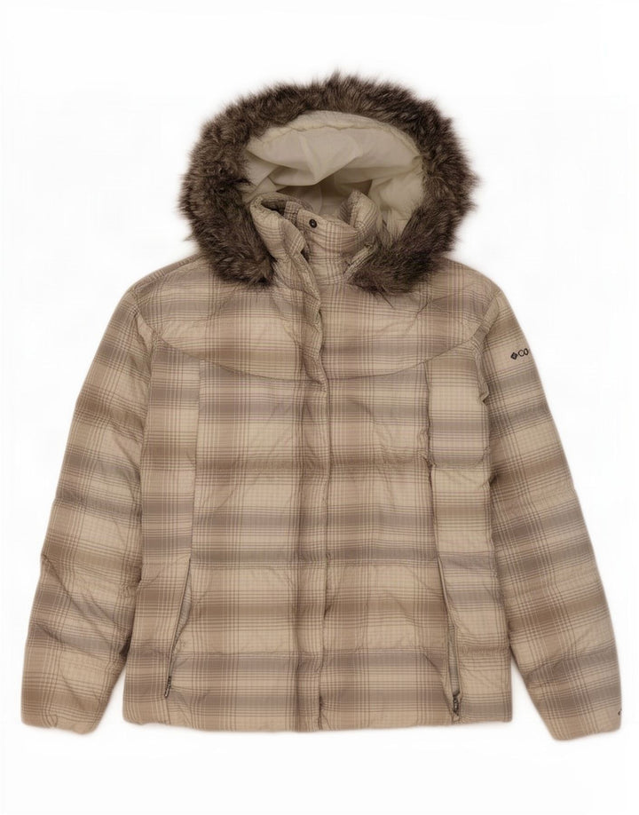 Columbia Chaqueta acolchada con capucha para mujer ES 40 XL Poliéster a cuadros gris