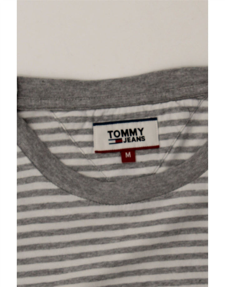 TOMMY HILFIGER Mens T-Shirt Top Medium Grey Pinstripe Vintage Tommy Hilfiger and Second-Hand Tommy Hilfiger from Messina Hembry 
