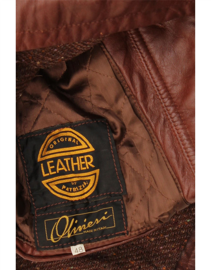 OLIVIERI Mens Loose Fit Leather Coat IT 48 Medium Brown Leather Vintage Olivieri and Second-Hand Olivieri from Messina Hembry 