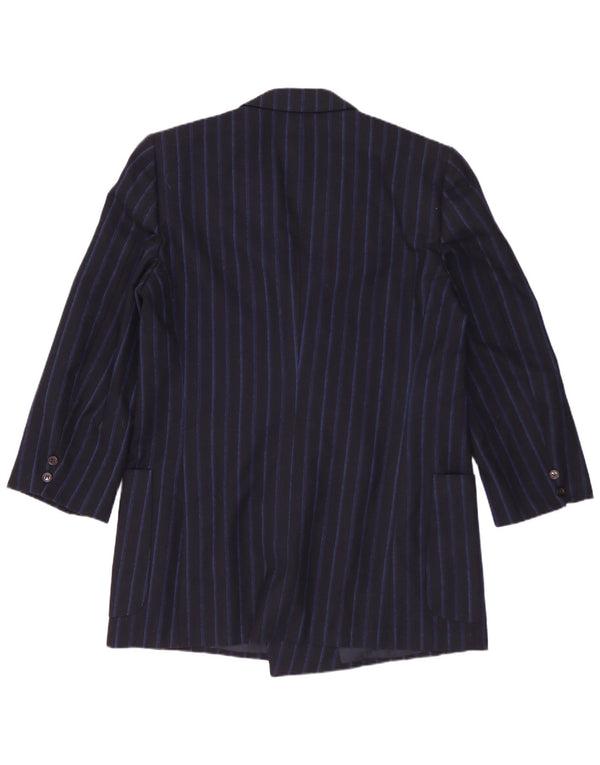 Vintage hombres doble pecho Blazer chaqueta Reino Unido 42 XL azul marino rayas