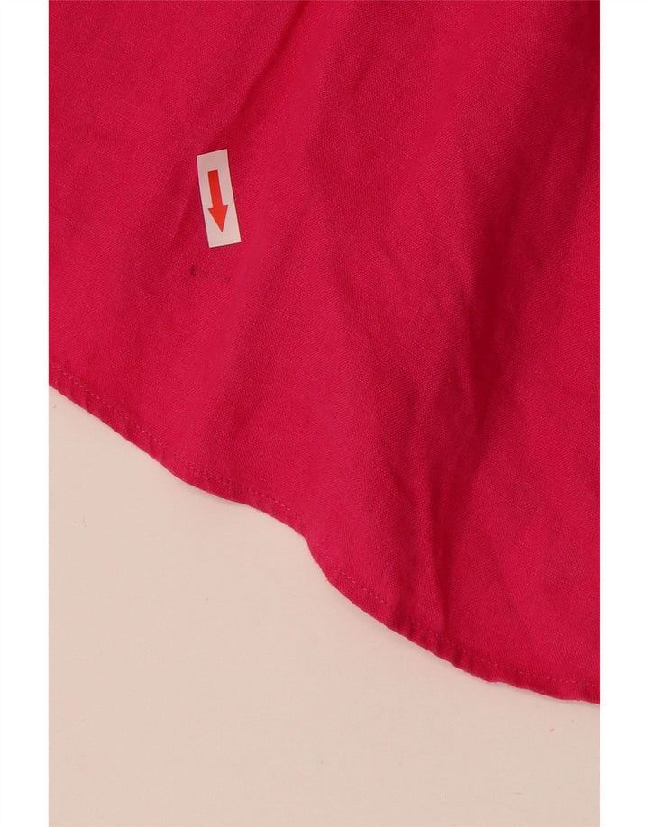 JAEGER Camisa de manga 3/4 para mujer UK 44 Lino rosa mediano