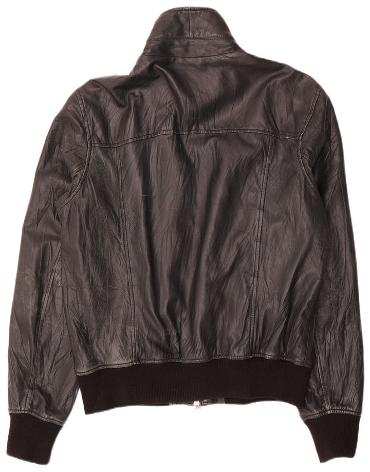 Bata and More Chaqueta Bomber de Cuero para Hombre Talla 54 Cuero Negro Grande