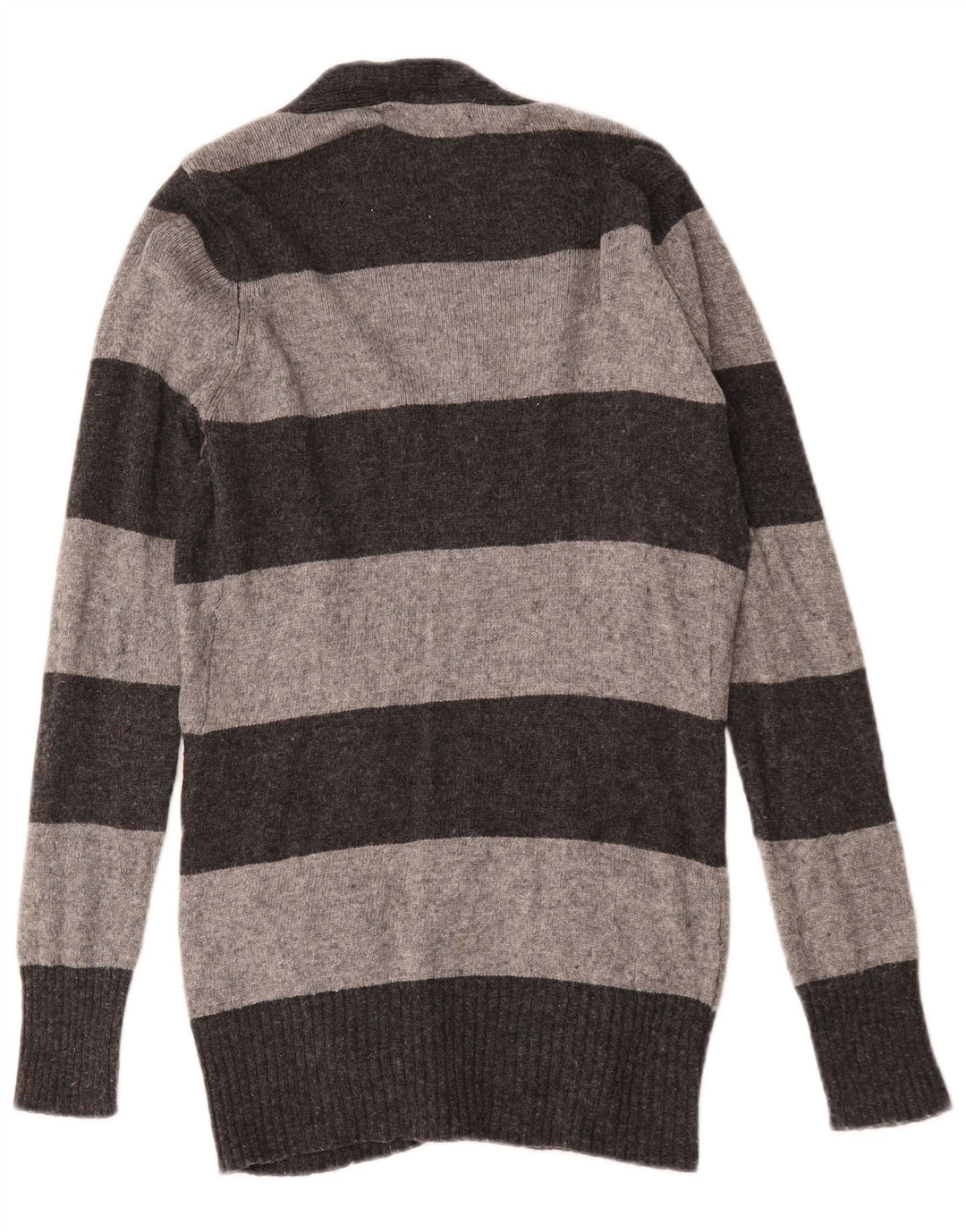 Zara Mujer Cárdigan Suéter UK 12 Rayón Rayas Gris Medio