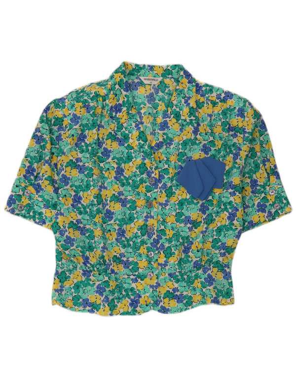 MARKWALD Blusa corta de manga corta para mujer IT 42 Verde medio Floral