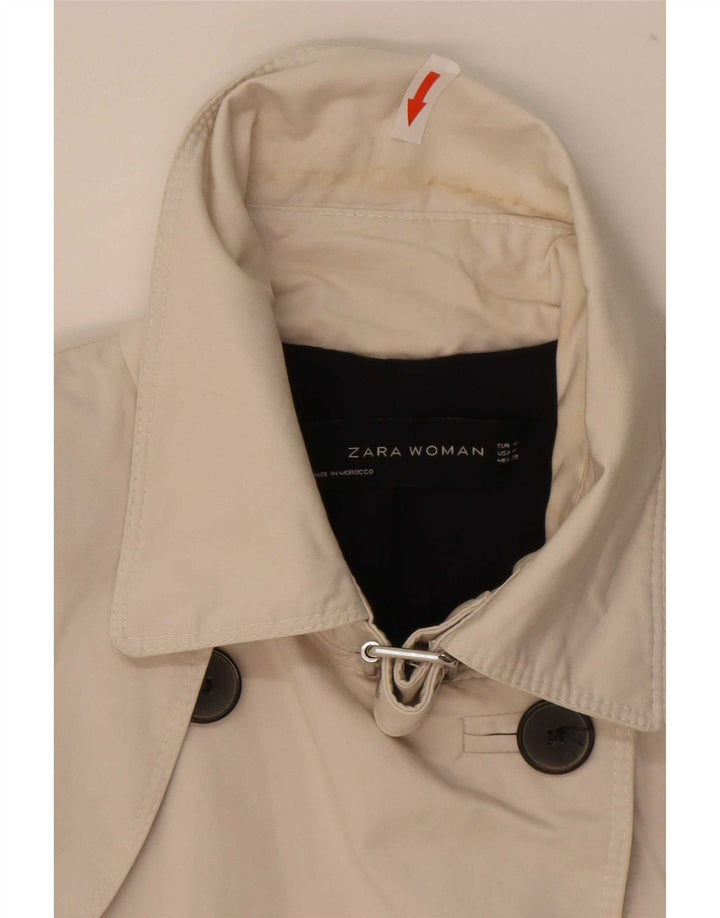 Zara Mujer Gabardina UK 12 Medio Algodón Blanco