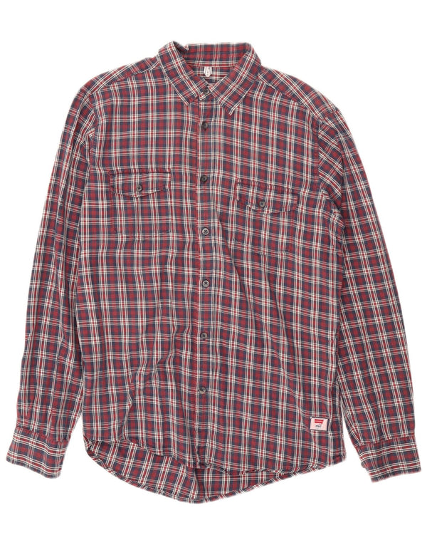 Carrera Mens Regular Fit Flannel Shirt Medium Red Check Cotton