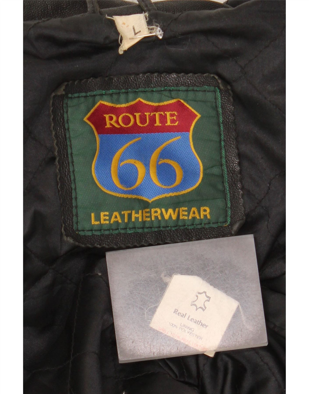 Route 66 Chaqueta de cuero para hombre UK 40 Grande Cuero negro